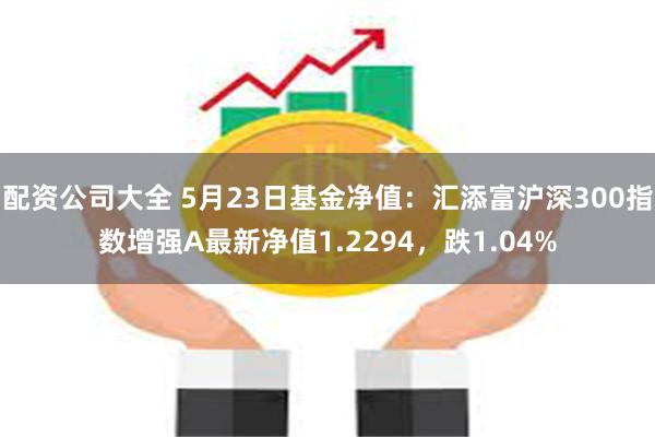 配资公司大全 5月23日基金净值：汇添富沪深300指数增强A最新净值1.2294，跌1.04%