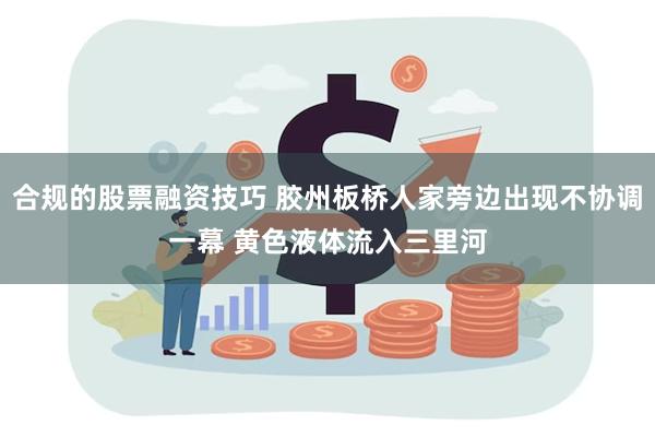 合规的股票融资技巧 胶州板桥人家旁边出现不协调一幕 黄色液体流入三里河