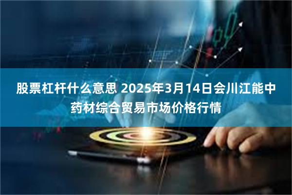 股票杠杆什么意思 2025年3月14日会川江能中药材综合贸易市场价格行情